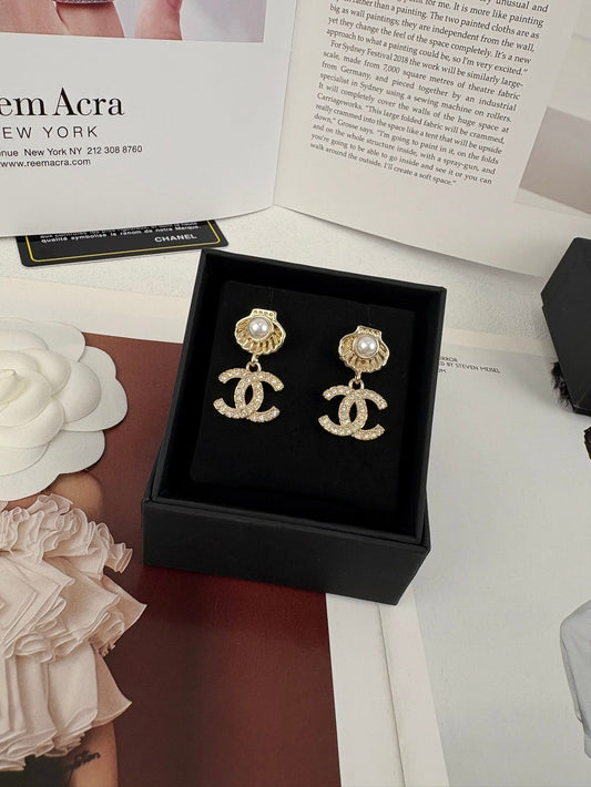 Chanel Shell Gold Earrings