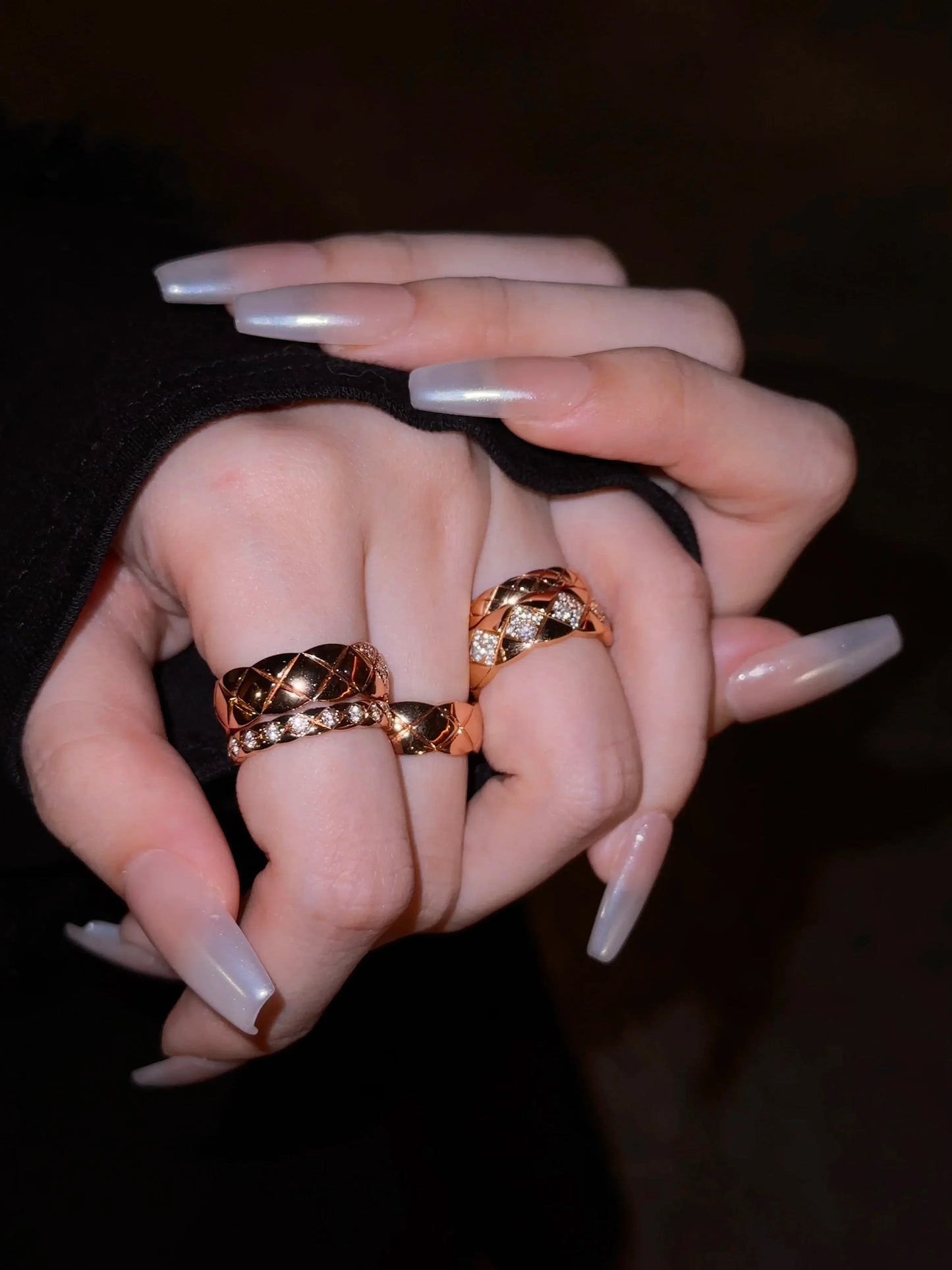 Chanel Coco Crush Ring Quilted Motif Diamonds