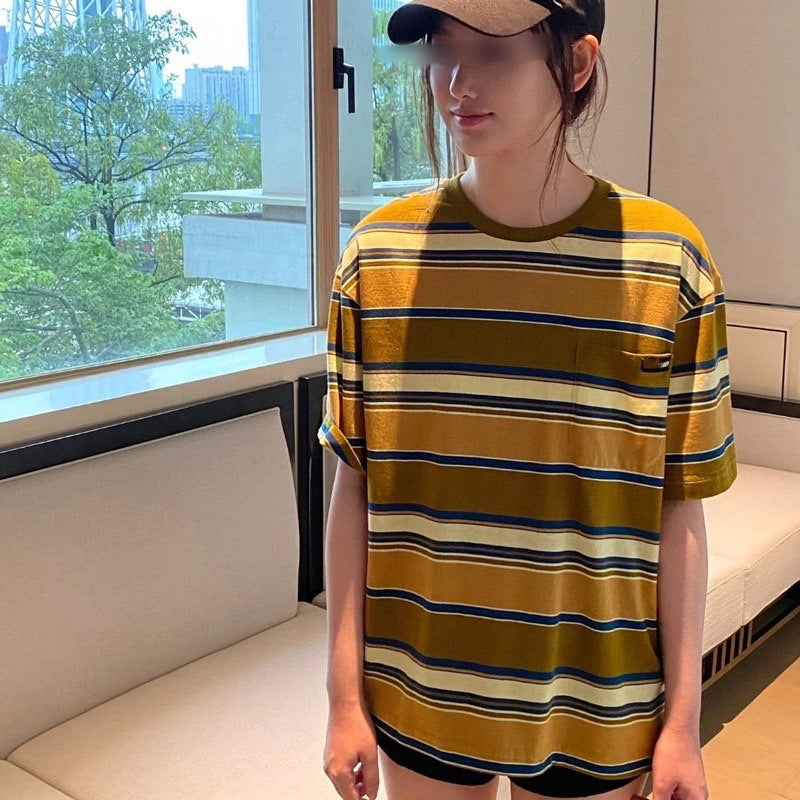 Miu Miu Strip Short Sleeve Shirt
